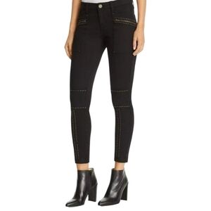 Joie Havana Black Studded Skinny Jeans Size 26 Gold Hardware Zipper Detail